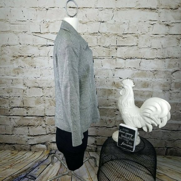 Brooks Brothers Boxy Blazer Black White Plaid Houndstooth Classic Preppy Work 10 - Picture 7 of 8